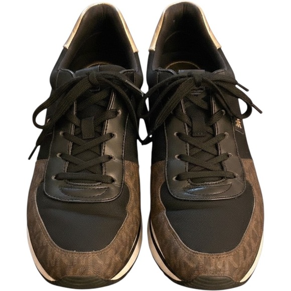 Michael Kors Shoes - Michael Kors Black and Brown Logo Accent Sneakers